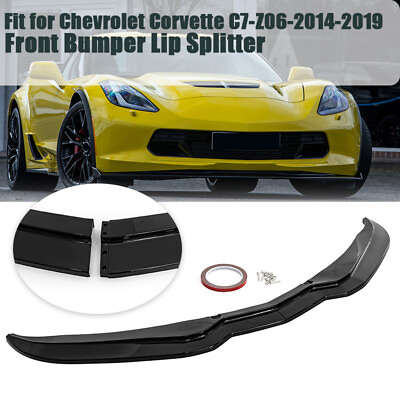 #ad For 2014 2019 Corvette C7 STG Stage 2 Z06 Front Spoiler Splitter Lip Gloss Black $149.99