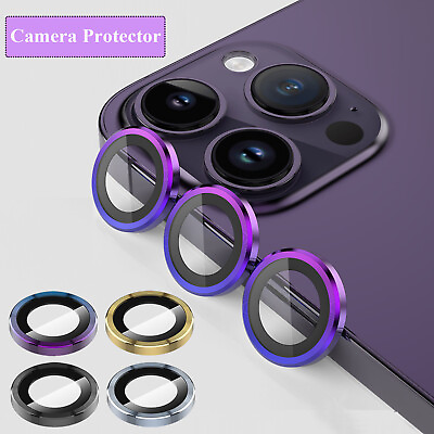 #ad For iPhone 13 14 15 15 Pro Max Metal Ring Camera Lens Protector Tempered Glass $4.59
