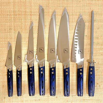 #ad Imarku 8 piece Japanese Blue Handle Modern Knife Set $79.99