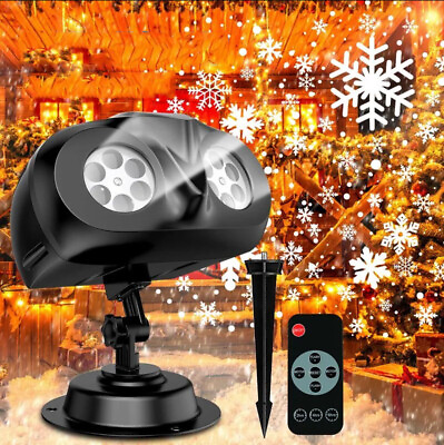 #ad Christmas Snowflake Projector Lights Outdoor Remote Control Snowfall LED Light $23.99