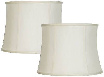 #ad Lamp Shades Set of 2 Creme White Medium Drum 14quot; Top x 16quot; Bottom x 12quot; High $139.98