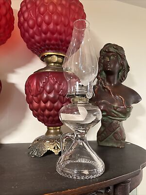 #ad Antique pedestal finger oil lamp with Pamp;A Burner new wick Complete $29.99