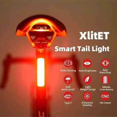 #ad Bicycle Auto Brake Rear Light Night Cycling Smart Sensing Seatpost Safety Lamp $50.67