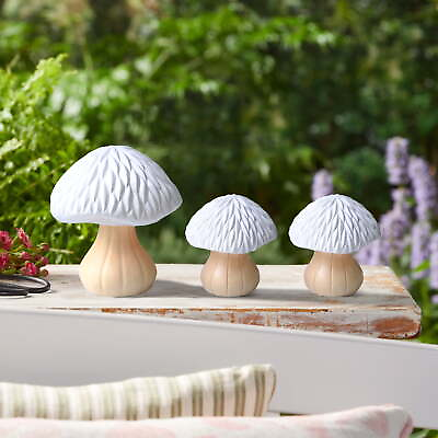 #ad Outdoor 3PK Resin White Mushroom Garden Statuary $23.97