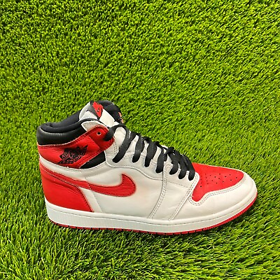 #ad Nike Air Jordan 1 Retro Mens Size 9.5 Red Athletic Shoes Sneakers 555088 161 $89.99