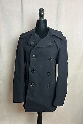 #ad 1940s Vintage WWII Naval Clothing Factory Navy Pea Coat Size 36 $149.00