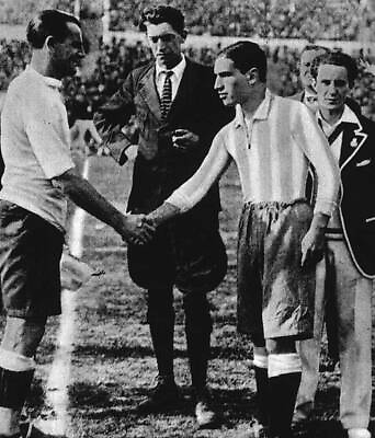 #ad World Cup Final John Langenus looks on as Jose Nasazzi 1930 Soccer OLD PHOTO AU $8.50