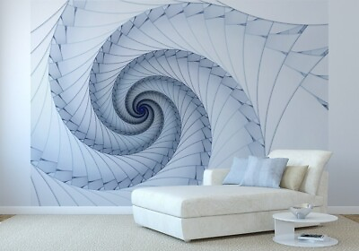#ad 3D effect photo wallpaper white blue swirl wall mural 100x72inch bedroom wall $77.05
