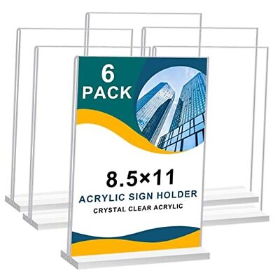 #ad 8.5 x 11 Acrylic Sign Holder Clear Table Signs Vertical 6 Pack 8.5x11 Inch $40.38