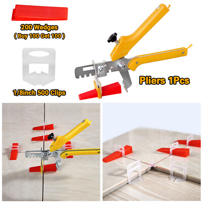 #ad 500pcs Tile Leveling System Kit 1 8quot; Reusable Floor Wall Tiles Leveler Spacers $25.90