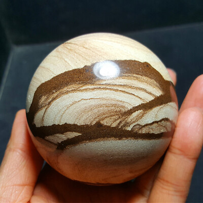 #ad 554G Natural Polished Wood grain agate Crystal ball Madagascar 5388 $80.10