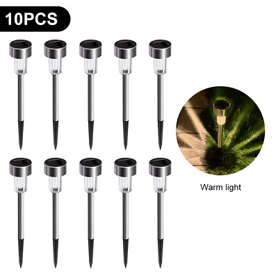 #ad 10x Solar Power LED Stake Lights Patio Outdoor Garden Lawn Path Lamp Warm White $8.35