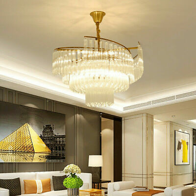 #ad 23.6quot; Luxury K9 Crystal Chandelier Modern Pendant Lamp Lighting Hanging Fixtures $312.79