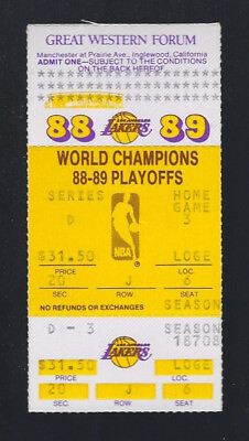 #ad NBA FINALS PISTONS @ LAKERS 1988 1989 FULL VINTAGE BASKETBALL TICKET GAME #5 $29.00