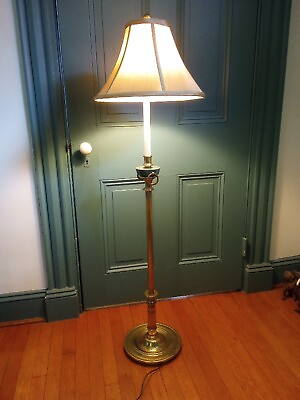 #ad MID CENTURY MODERN STIFFEL 54quot; BRASS FLOOR LAMP WITH GREEN MARBLE BEAUTIFUL $200.00