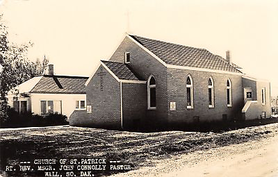 #ad Wall South Dakota Church of St Patrick Rev Msgr John Connolly Pastor 1950s RPPC $5.90