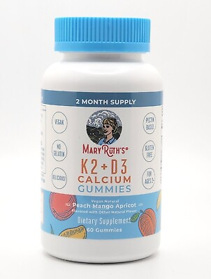 #ad Mary Ruth#x27;s K2 D3 Calcium Gummies Peach Mango amp; Apricot 60 Gummies NEW $26.36