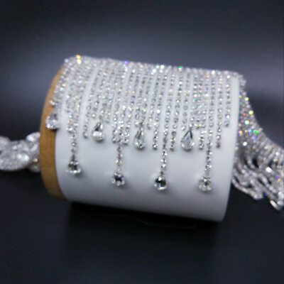 #ad Rhinestone Chain Crystal Trim Ribbon Sparkle Diamante Wedding Dress Decor 7.8cm $10.94