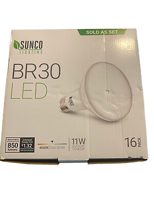 #ad Sunco 16 Pack BR40 LED Light Bulbs Indoor Flood Light Dimmable. 13 Bulbs $35.00