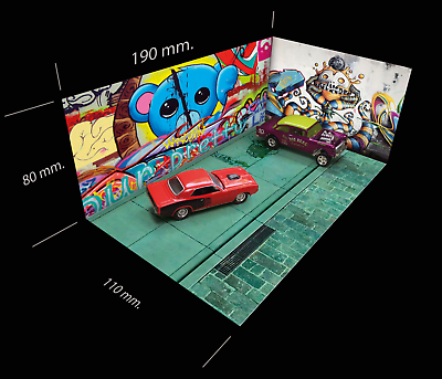 #ad SET4 pcs. 1 64 scale CUT amp; PEEL STICKERS Graffiti Wall Floor Garage Diorama #017 $18.99