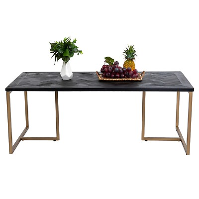 #ad 48#x27;#x27; Long Black Wood Coffee Table With Metal Legs Vintage Table for Living Room $328.70