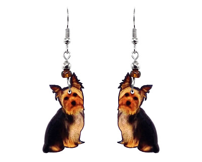 #ad Yorkie Dog Earrings Pet Animal Graphic Womens Cute Terrier Breed Puppy Jewelry $13.99