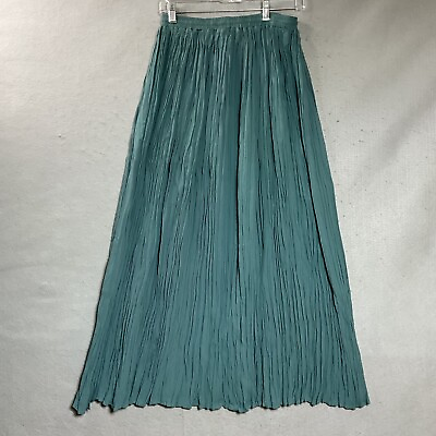 #ad Vintage Skirt Womens Medium Teal Pull On Broomstick Maxi Modest Prairie Boho $49.97
