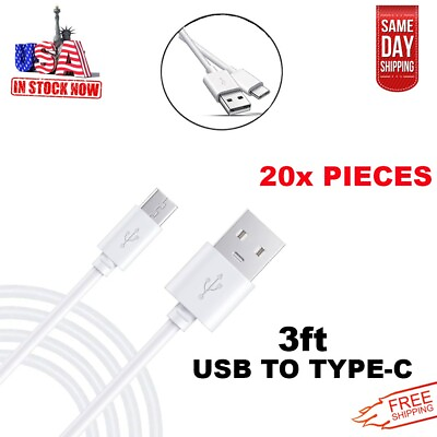 #ad 20x Lot of USB to Type C Fast Charging Data SYNC Charger Cable Cord 3FT LONG $14.99