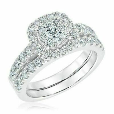 #ad Engagement Wedding Women Ring Set 14K White Gold 0.94Ct Lab Created VVS1 Diamond $319.80