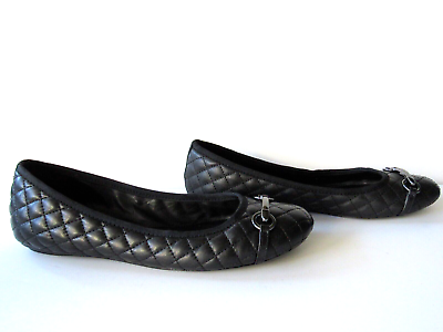 #ad VANELi Womens size 9 Black Quilted Leather Slip On Padded Dress Flats Shoes $34.99