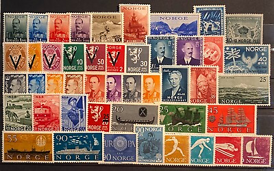 #ad Stamps Norway 46 assorted all MNH Approx Year 1938 to 1960 $19.00