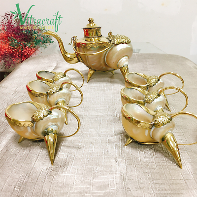 #ad Decorative Teapot Set Handmade from High Quality Nacre. Unique Antique item $298.00