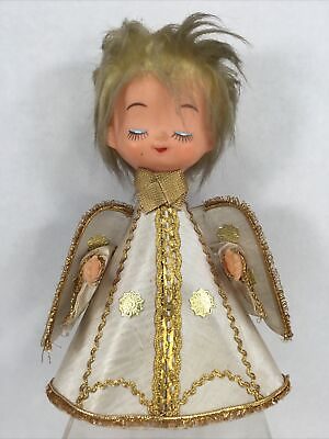 #ad Christmas Cone Tree Topper Angel Yellow Hair Made in Japan 1960#x27;s $14.96
