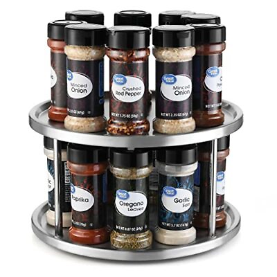 #ad 2 Tier Lazy Susan Round Rotating Turntable Spice Bottles Organizer for Kitchen $37.61