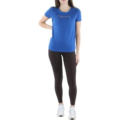 #ad Tommy Hilfiger Womens Blue Jersey Embellished Crewneck T Shirt Top S BHFO 7272 $18.99