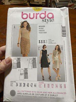 #ad Burda style pattern #7217 Dress size 8 18 Uncut $7.92