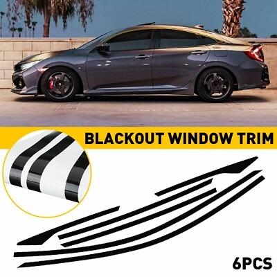 #ad #ad Chrome Delete Blackout Overlay for 2016 21 Honda Civic Sedan Window Trim BLACK $9.99