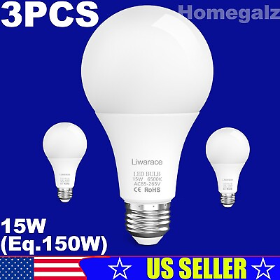 #ad 3PCS 150W Eq.15W LED Light Bulb Super Bright Lamp 6500K Daylight Cool Clear E27 $10.95
