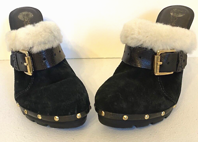 #ad MICHAEL KORS Women#x27;s Fairbanks Black Suede High Belt Studded Clog Shoes 8 $39.00