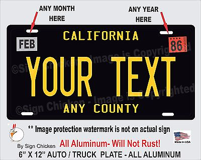 #ad California Black CUSTOM TEXT Personalized vanity License Plate AUTO SOCAL $16.99