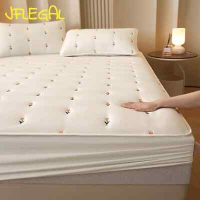 #ad Bedspread Mattress Cover Washable Cotton Sheets Anti slip Protector Thickened $101.99