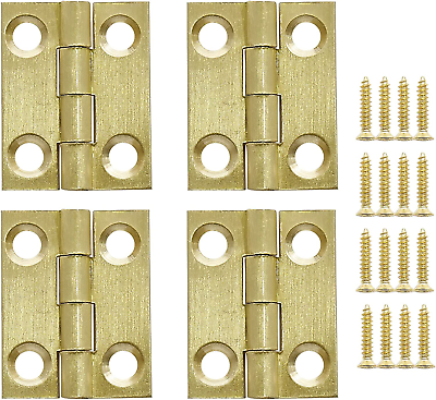 #ad 8Pcs 1 Inch Brass Hinges Mini Solid Folding Butt Hinges for Jewelry Wood Box Ca $14.70