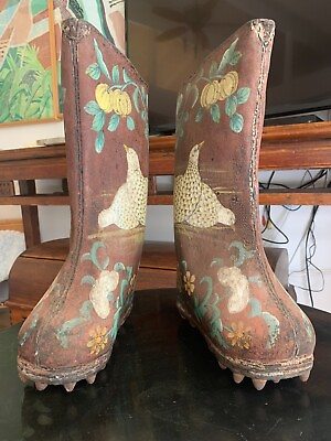 #ad Home Decoration Accent Exquisite Classic Antique Asian Rice Paddy Boots Display $3795.00