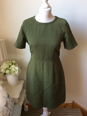 #ad WHISTLES Bottle Green Textured Short Dress UK10 EU38 US6 Zip Quiet Luxury GBP 18.95