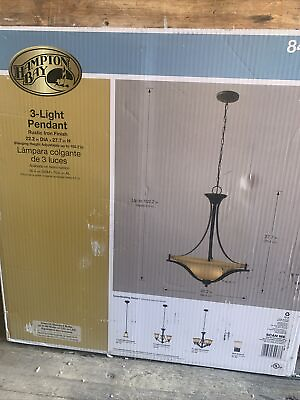 #ad 3 Light Rustic Iron Pendant with Antique Ivory Glass Shade $40.00