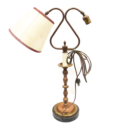 #ad Antique Two Light Brass Desk Task Table Lamp $45.00