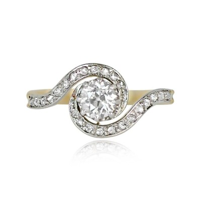 #ad Edwardian Lab Created Diamond Swirl Antique Wedding 14K Yellow Gold Filled Ring $77.00