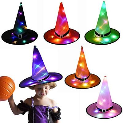 #ad Halloween Decorations Witch Hat Lights 6 Pack Halloween LED Hanging Lighted G... $25.68