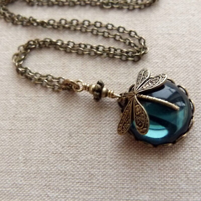#ad 925 Silver Vintage Dragonfly Cubic Zircon Women#x27;s Pendant Necklace Boho Jewelry C $4.06
