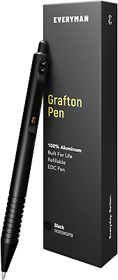 #ad Everyman Black Grafton Pen Luxury Metal Writing EDC Pen with Premium Gel Ink G $57.50
